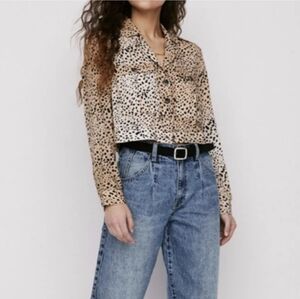 PISTOLA Anthropologie Leopard Print Button Up Blouse Shirt Small